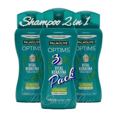 Palmolive Optims 3 Pack 2in1 Keratina Vital Shampoo Conditioner Repair 700ml 
