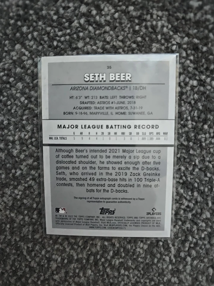 Seth Beer Autograph Baseball Card - Image 2 of 2