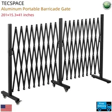 Ginkman 201×15.3×41 inches Aluminum Portable Black Barricade Gate with Casters