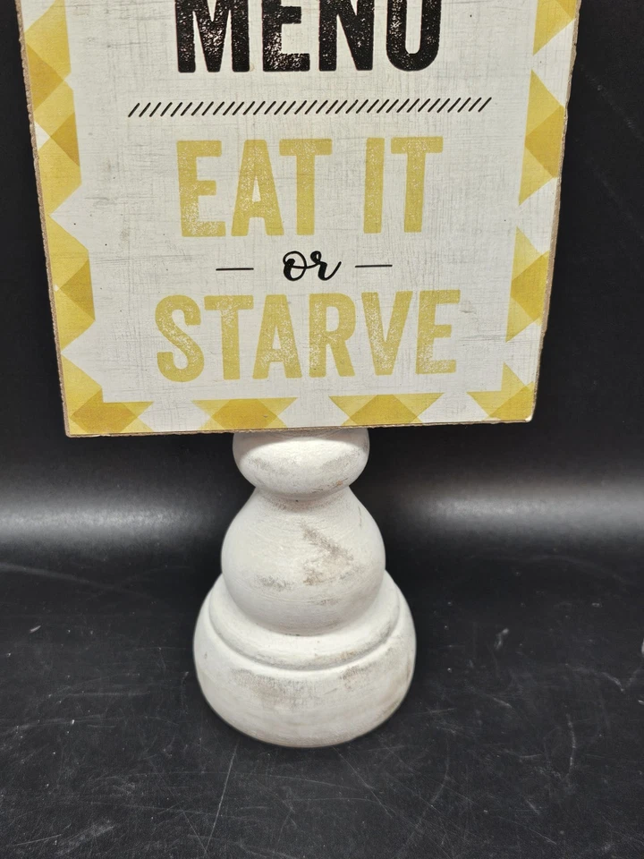 Letrero de madera independiente de humor de cocina "Menú de hoy cómelo o muere de hambre" granja Foto 4 de 4