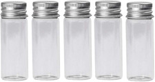 12PCS 30ML 1OZ Transparent Empty Glass Wish Bottles with Threaded Aluminum Cap M