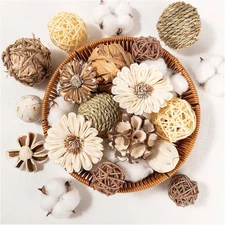 17 Pack Decorative Rattan Balls Bowl Filler Set Rustic Centerpiece Home Decor
