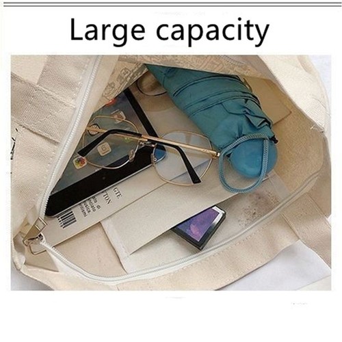 Capacity Grocery Handbags Women Shoulder Bags Student Bags Tote Bag Canvas Bag - Picture 5 of 11