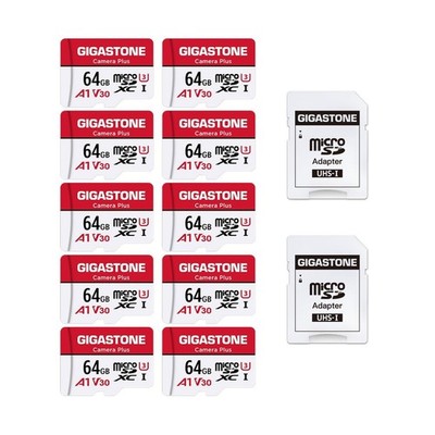 GIGASTONE 64GB Micro SD Card 10-Pack, Camera Plus, MicroSDXC Memory Card for ...