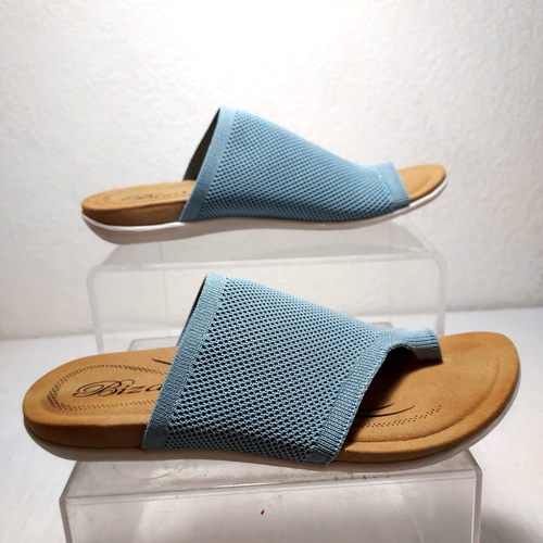 Sandalia Biza Luvish Mujer 37 EE. UU. 6,5 Slide Gris/Azul Puntera Sin Cordones Correa de Anclaje - Imagen 2 de 10