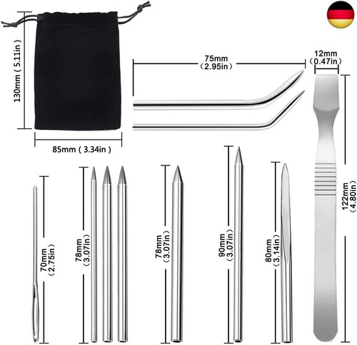 Senhai Edelstahl Nähnadel, Paracord FID Nadel mit Stoffbeutel, Paracord - Bild 3 von 9