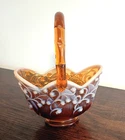 Fenton Lily of the Valley Cameo Opalescent Handled Basket YOP 1980-82