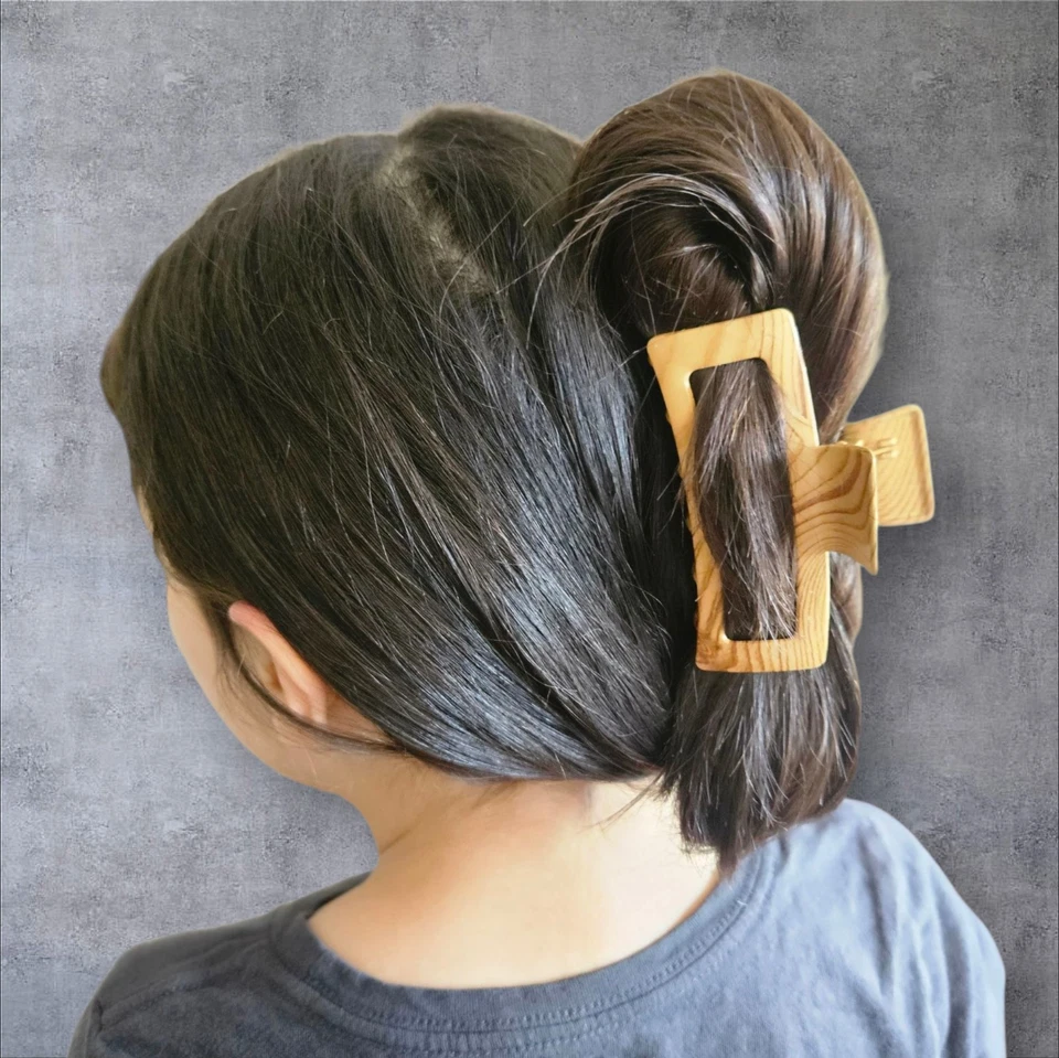 全新带标签 Boho Vibes 爪夹合金制成带印花木材 — 第 3/4 张图片