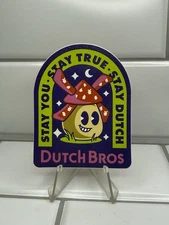 Dutch Bros Coffee Sticker Glitter Mushroom Windmill Pink Green March 2023