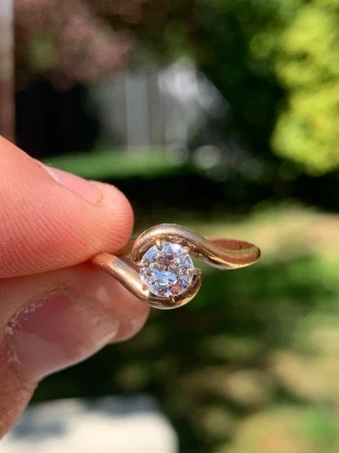 15ct gold diamond 1/2ct old cut solitaire engagement ring Victorian
