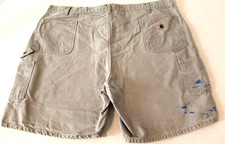 VTG Y2K CARHARTT B25 DES Carpenter Duck Canvas LEATHER PATCH Shorts Size 46 x 8