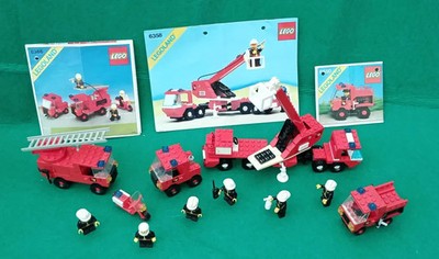 3x Vintage 1980er Lego Feuerwehr Sets 6358 6366 6650 KOMPLETT 6 x Minifiguren
