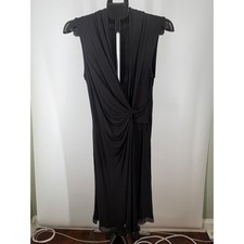 Elie Tahari Black Twist Front V-Neck Sleeveless Midi Dress Size S NWT