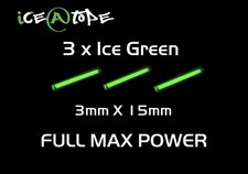 ICE@TOPE 3 X ICE GREEN Isotope GTLS 3mm X 15mm MAX POWER CARP FISHING Betalight