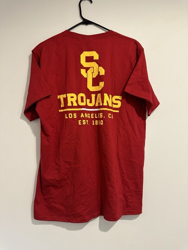 T-shirt Fanatics Campus uomo rossa USC Trojans logo grafica taglia large nuova con etichette - Foto 2 di 5