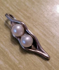 Two Peas In A Pod Sterling Silver Charm With Pearls