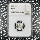 1962 U.S. 10 Cents Roosevelt Dime NGC MS66 Lot#HP479 Silver! Gem BU!