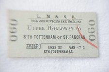 1947 Upper Holloway to S'th Totenham or St Pancras LMS Railway Train Ticket RefM