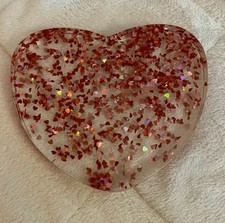 7 sottobicchieri a forma di cuore in acrilico glitter rosa