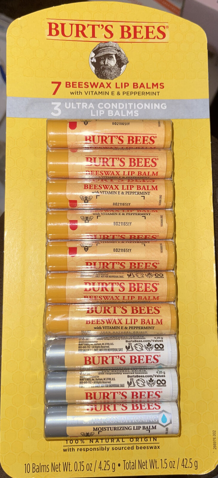 Burts Bees Lip Balm 7 Beeswax + Ultra Natur supreme 100% Oakland Mall Conditioning 3