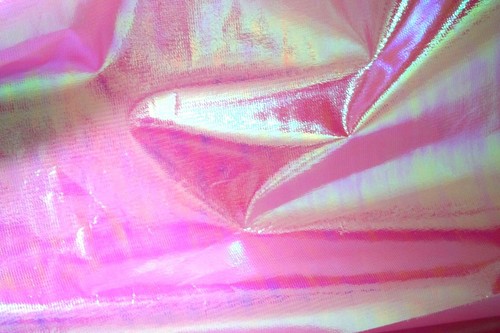Fire Pink Mermaid Unicorn Holographic Fabric Reflective PVC Barbie 80's Doll - Picture 2 of 5
