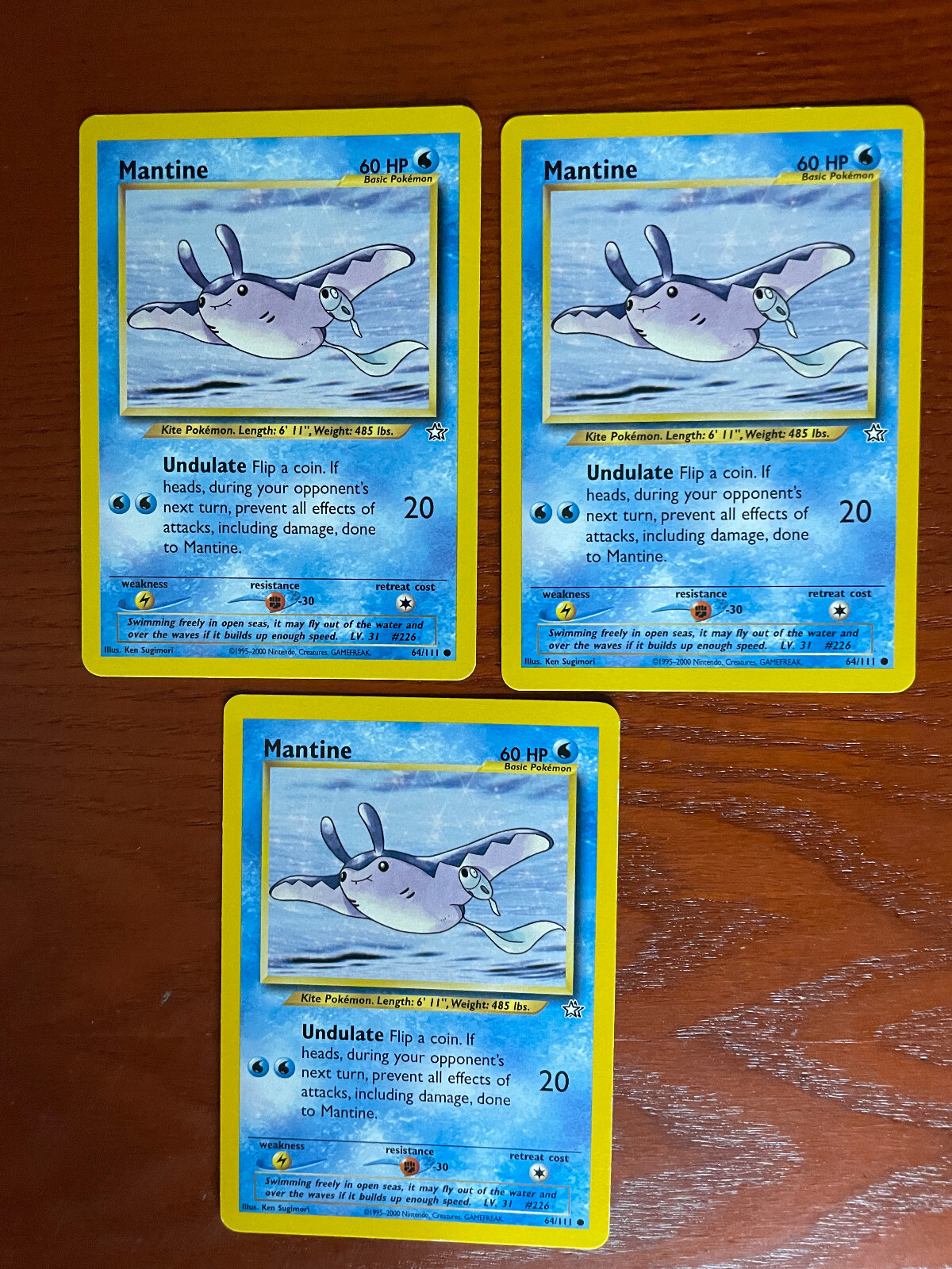 Pokemon Mantine 64/111 SINGLE USED EXC COND SEE PHOTOS