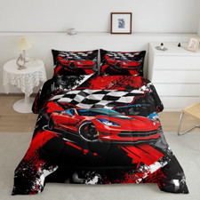 Car Bedding Set for Boys Cool Racing Sports Car Comforter Cover for Kids Childre
