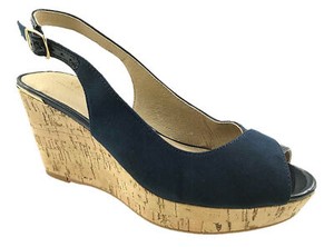 Ladies Next Faux Suede Leather Lined Comfort Peep Toe Wedge