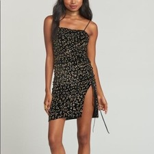 NWT Show me your Mumu Mischa Dress Velvet Glitter Cheetah Print size M