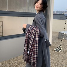 Winter Women's Scarf Versatile Fashion Small Plaid Shawl Warm Fringe Scarf
