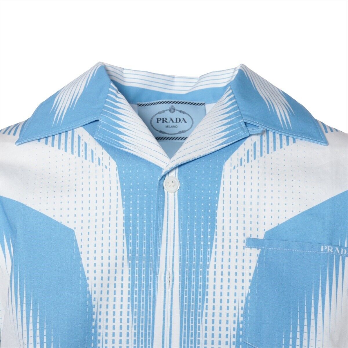 Prada 21SS Cotton Shirt S Men's Blue x white Open collar Prada 21SS Cotton Shirt S Men's Blue x white Open collar