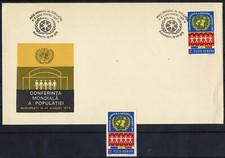 Romania 1974 WORLD POPULATION CONFERENCE Bucharest MNH, OG+ cover FDC b