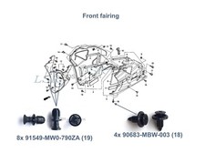 16x Honda VTR1000 SP1 2000-2001 fairing & undertray plastic push clips rivet kit