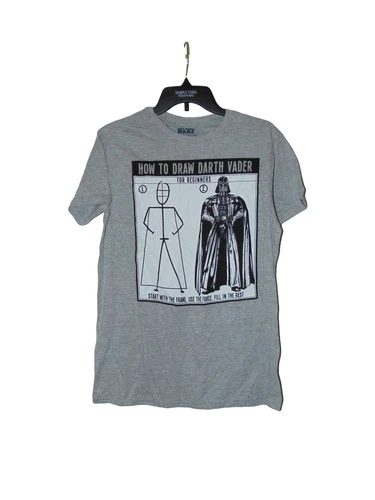 NEW Star Wars "How to Draw Darth Vader" T-Shirt - Gray - Men's Medium - 90/10