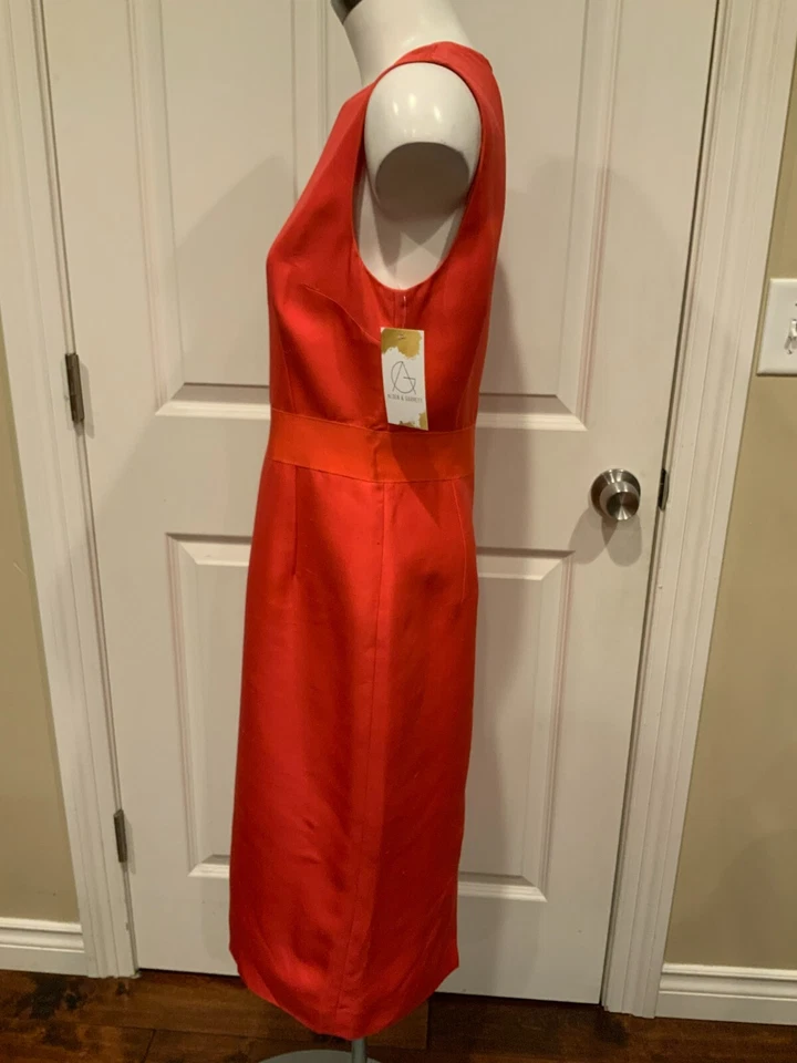 Giambattista Valli Red 100% Silk Sleeveless Sheath Dress, Size 8 (US) 44 (IT) - Image 4 of 4
