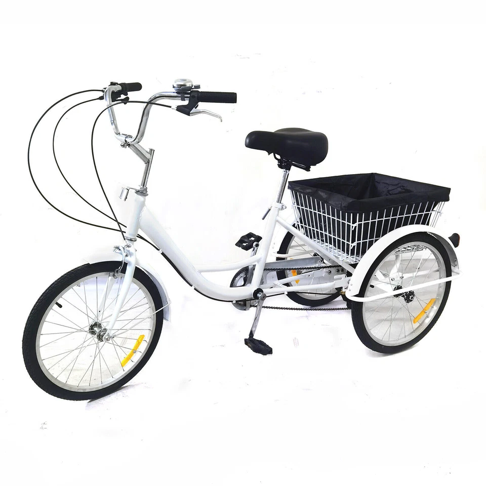 Triciclo adulto 20 pulgadas 3 ruedas 8 velocidades bicicleta triciclo crucero con cesta y lámpara! - Imagen 4 de 4
