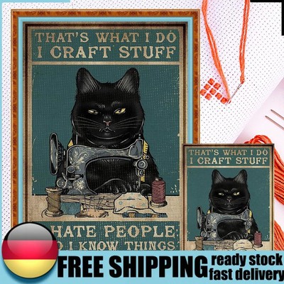 Full Cross Stitch 11CT Tailor Cat Counted Embroidery DIY Kit Handmade Needlework