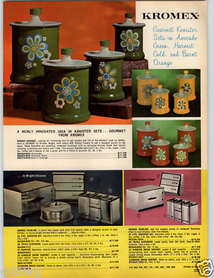 1969 PAPER AD Kromex Kitchen Canisters Kanister Harvest Gold