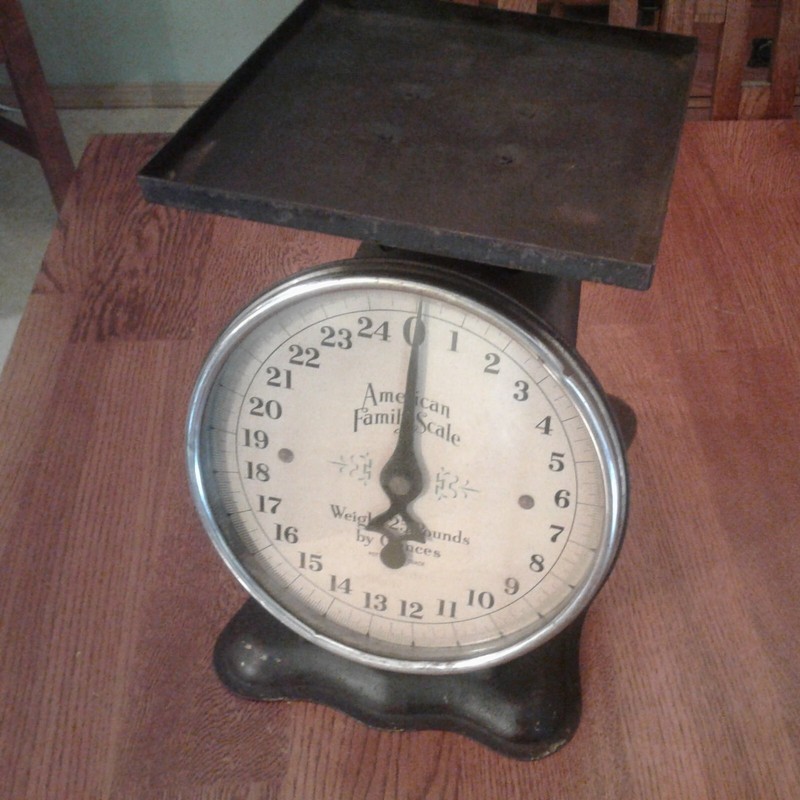 AMERICAN FAMILY SCALE WEIGHT 25 POUNDS FARMHOUSE DECOR WORKING CONDITION