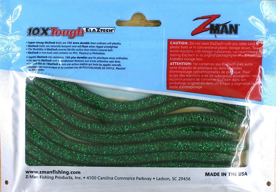 (6) Unopened Packs Bag ZMan 7" Finesse Wormz Worm Pumpkin Green Flake