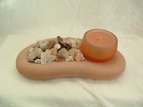 TERRACOTTA, GLASS AND CRYSTAL TEA LIGHT HOLDER - VIRGIN VIE