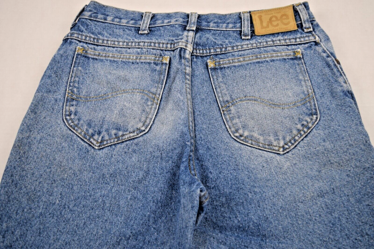 Vintage Lee Jeans 34 x 34 (32 x 33) 80s Blue Straight Leg Knee