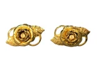 Clip-on Earrings Vintage Gold Rose Screw Back, antique costume fashion jewelry