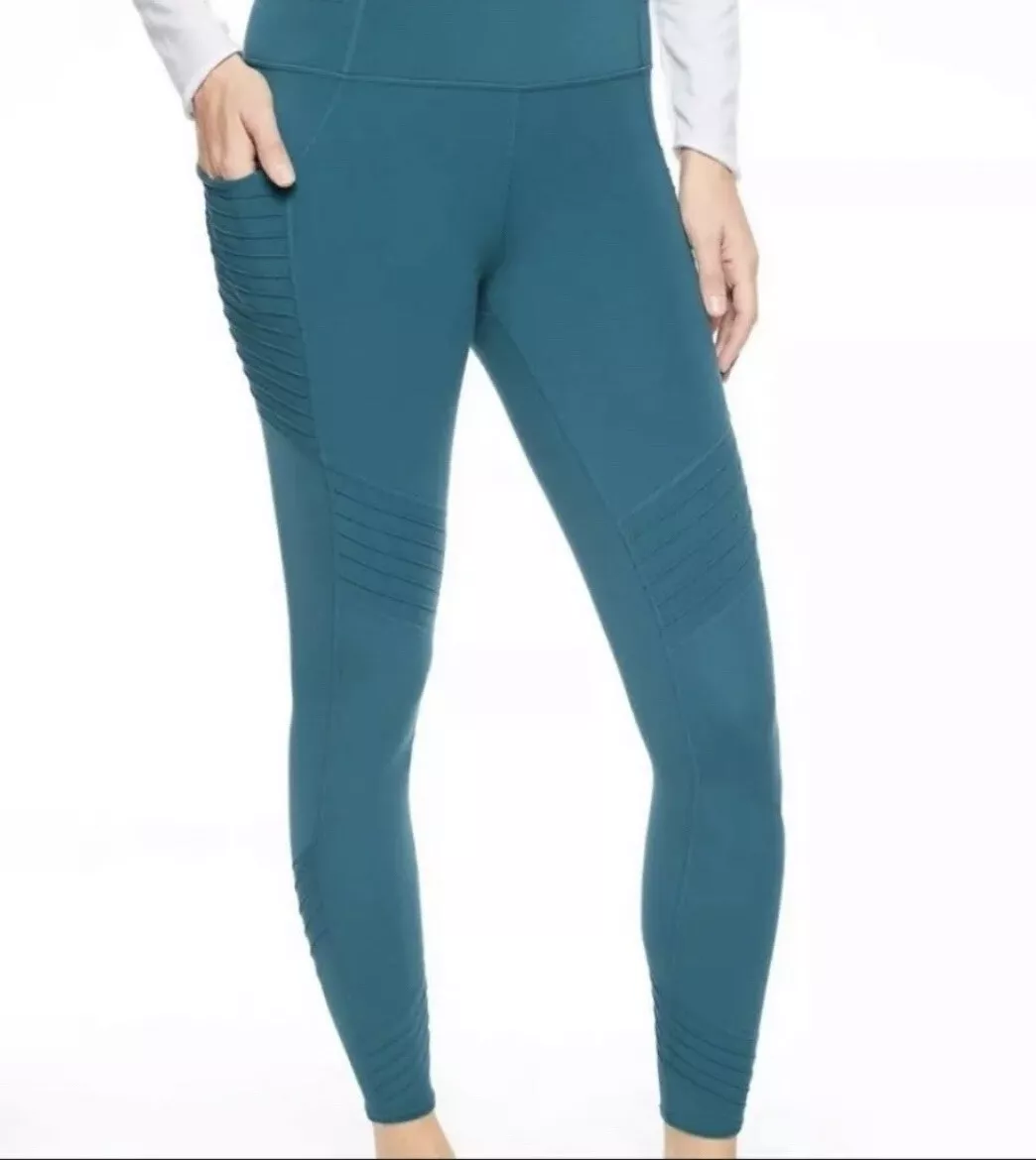 Athleta Stash Pocket Moto Tight In Power it s Teal Women s Small