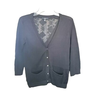 Mavi Black Cardigan 3/4 Sleeve Buttons Small