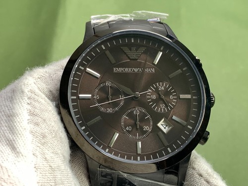 EMPORIO ARMANI AR2454 RENATO S/S Black Dial CHRONOGRAPH DATE Quartz Men's Watch - Picture 2 of 16