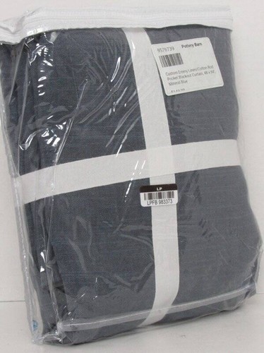 Pottery Barn Emery Linen Curtains Cotton lined, 48" x 84" Mineral Blue NWT - Picture 4 of 5