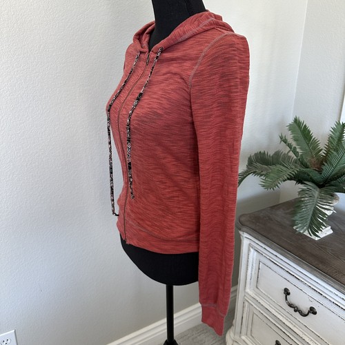 American Rag Cie Hooded Zip Up Sweater Orange Size XS Hoodie Lightweight - Picture 3 of 15
