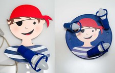 Kinderzimmer LED Deckenleuchte Pirat 3-flammig + Wandlampe Pirat, Set von WALDI