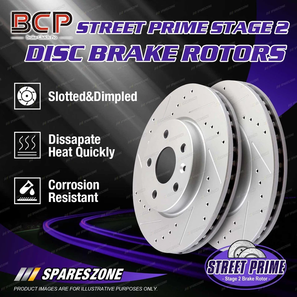 Rear BCP Slotted & Dimpled Disc Brake Rotors for Mazda 3 BK BL 2.0L 04 - on